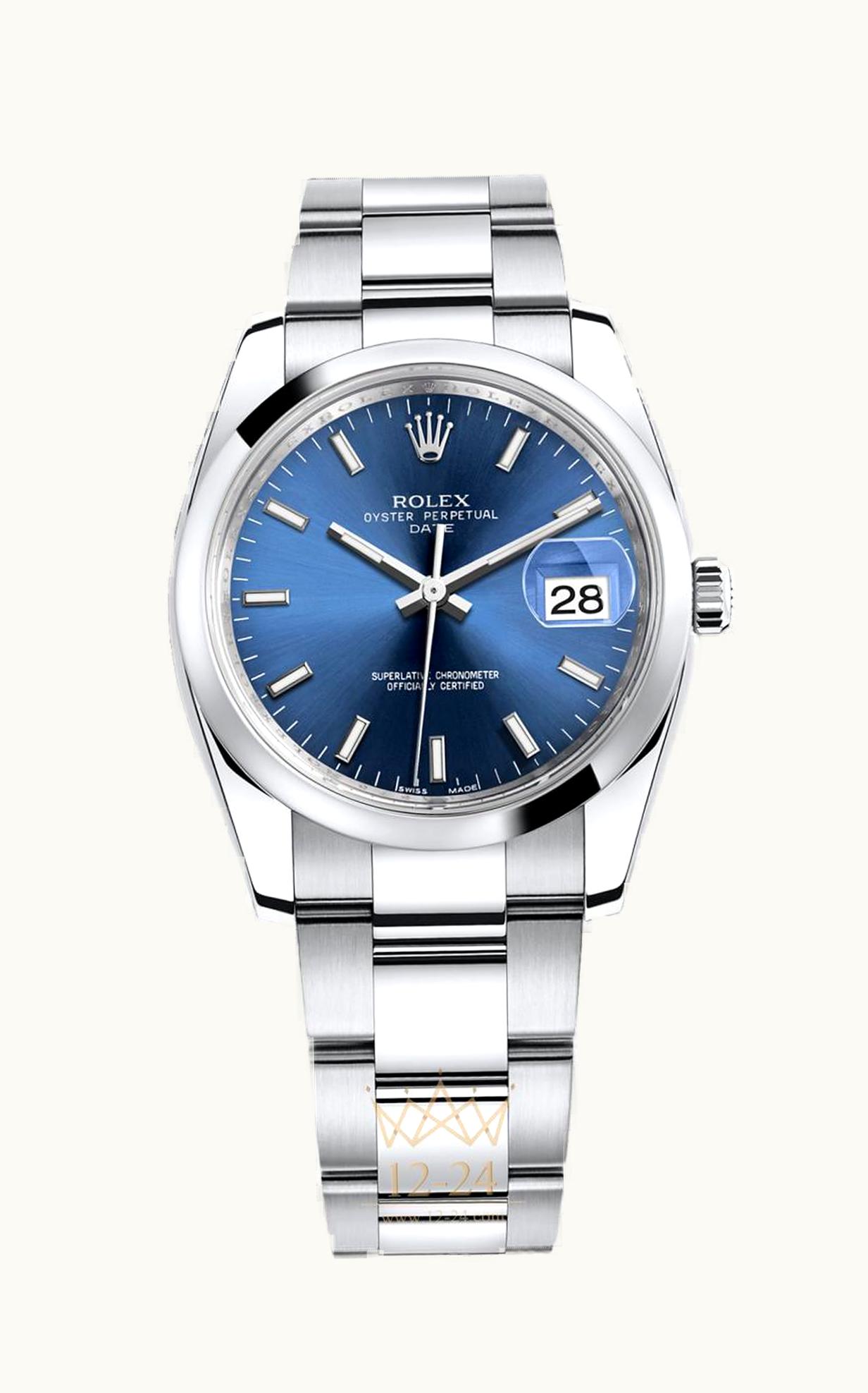 Rolex Oyster Perpetual Date 34 Stainless Steel Domed / Oyster / Blue