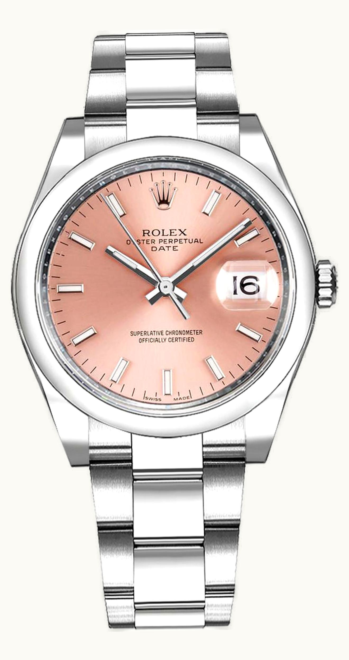 Rolex Oyster Perpetual Date 34 Stainless Steel Domed / Oyster / Pink