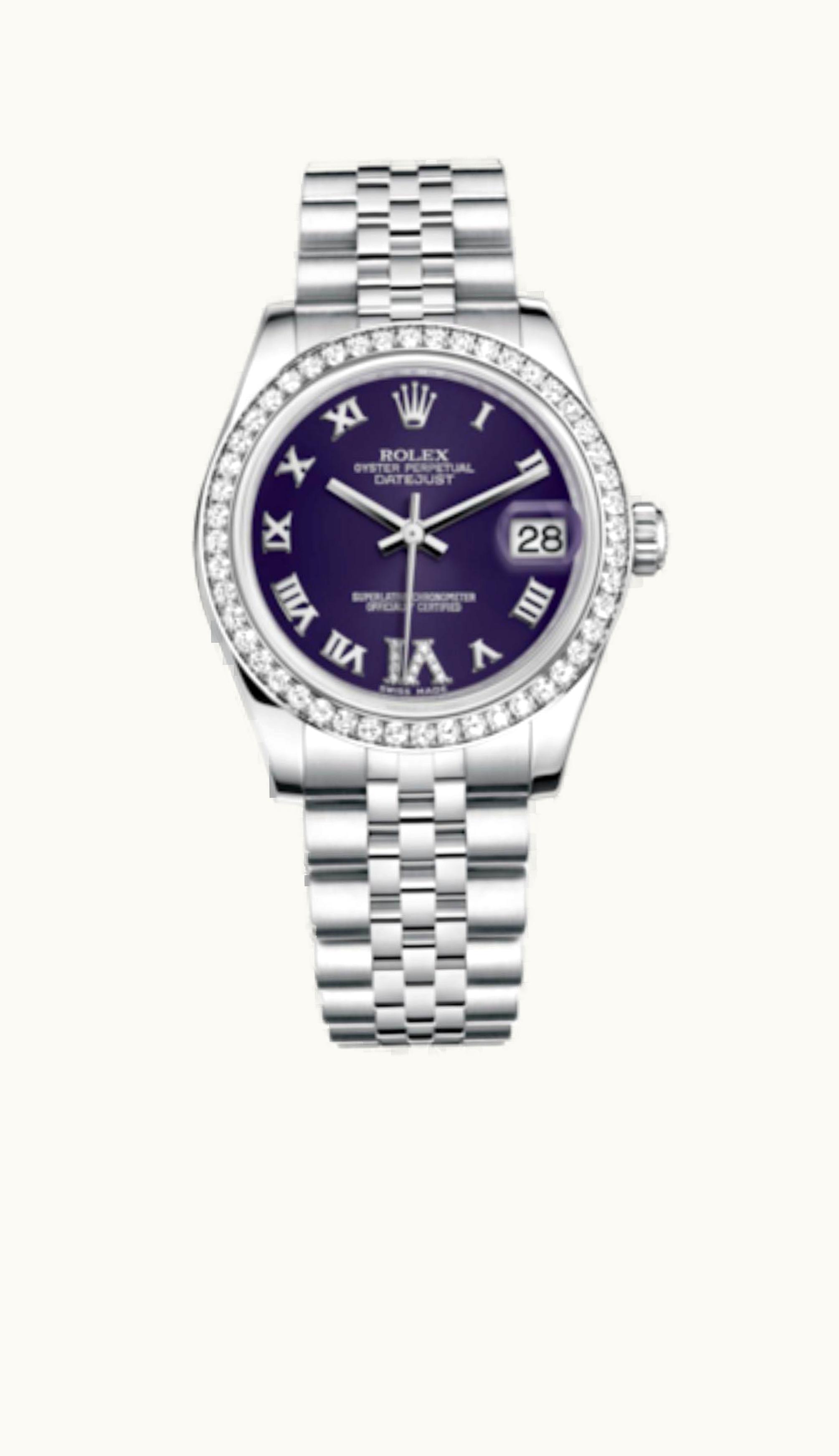 Rolex Datejust 31 Stainless Steel Diamond / Jubilee / Purple - Roman