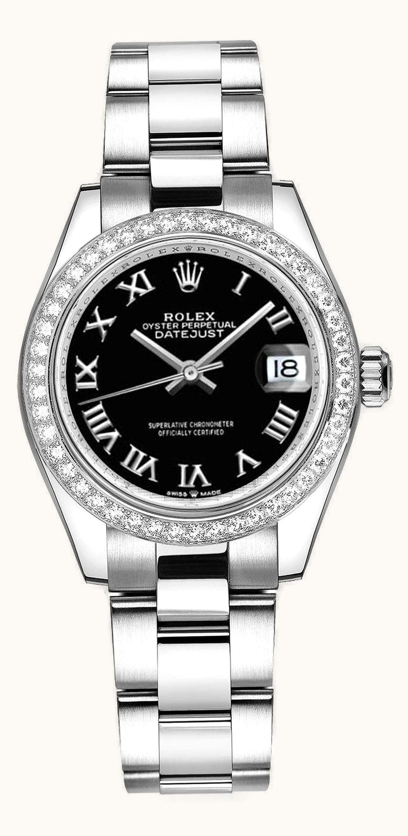 Rolex Datejust 31 Stainless Steel Diamond / Oyster / Black - Roman
