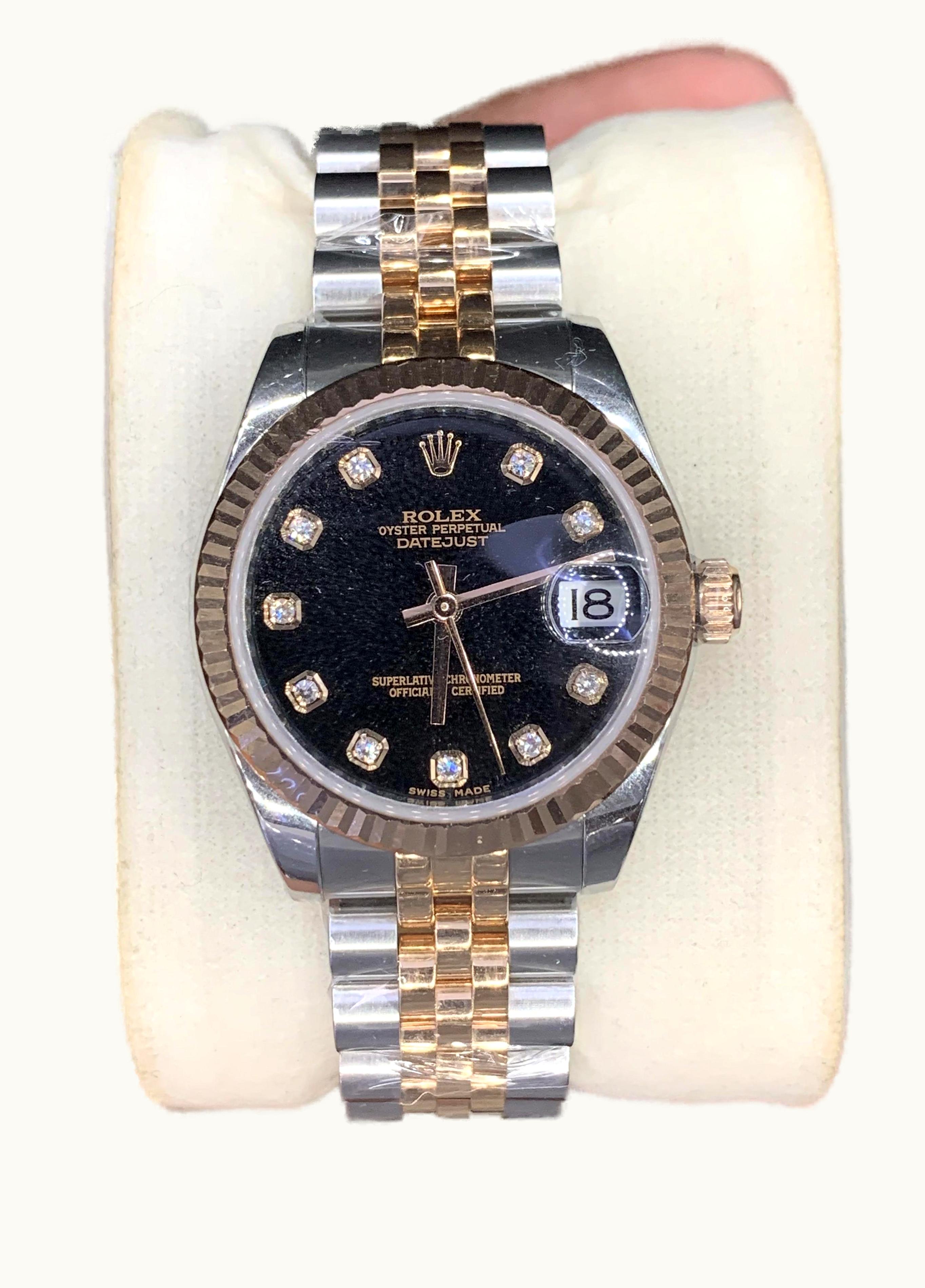Rolex Datejust 31 Rolesor Everose Fluted / Jubilee / Black MOP