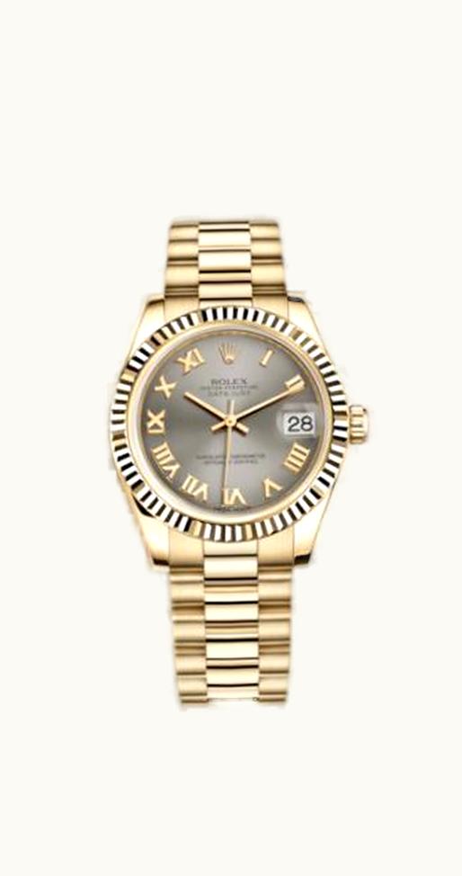 Rolex Datejust 31 Yellow Gold Fluted / President / Steel Roman