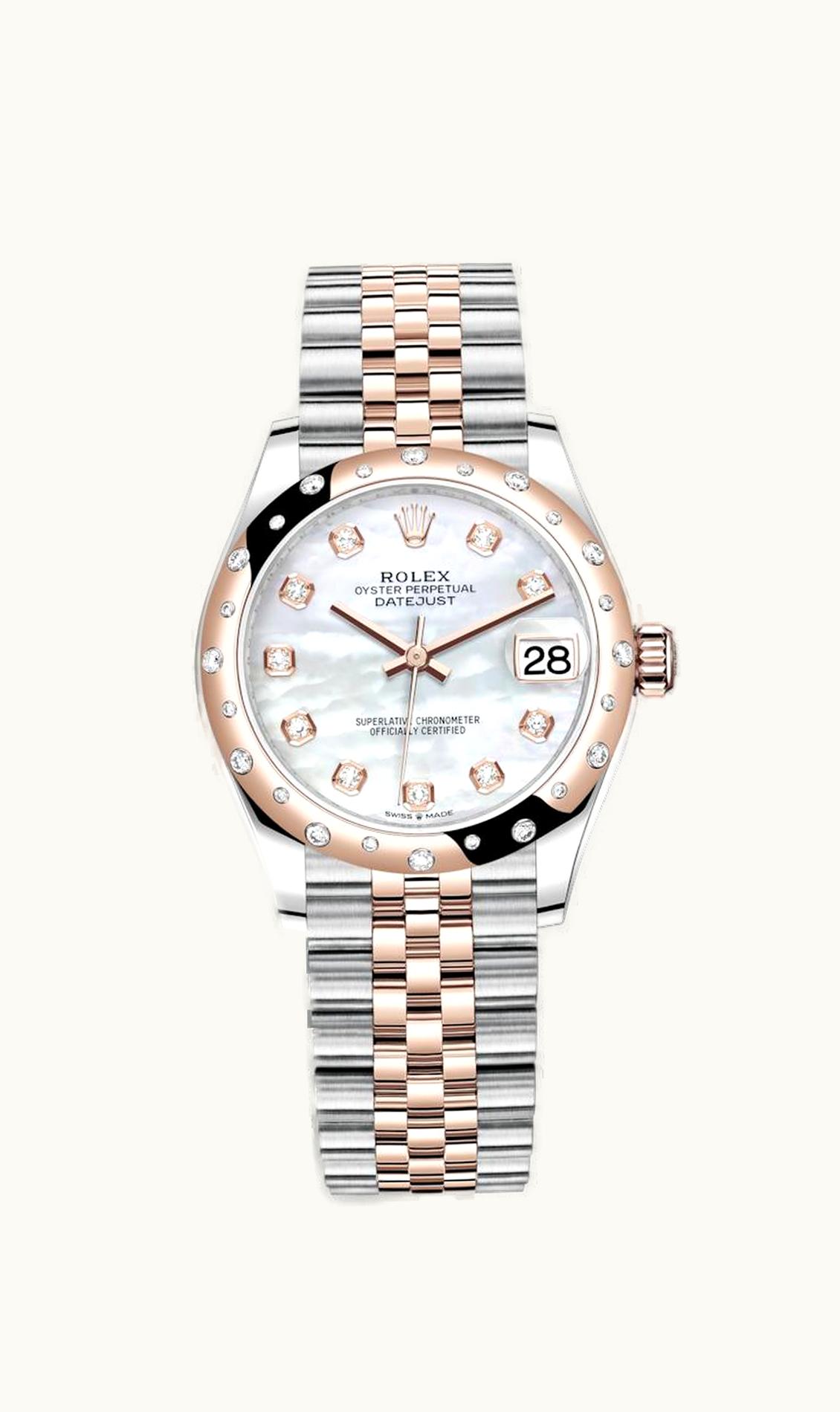 Rolex Datejust 31 Stainless Steel/ Rose Gold / Domed - Diamond / MOP / Jubilee