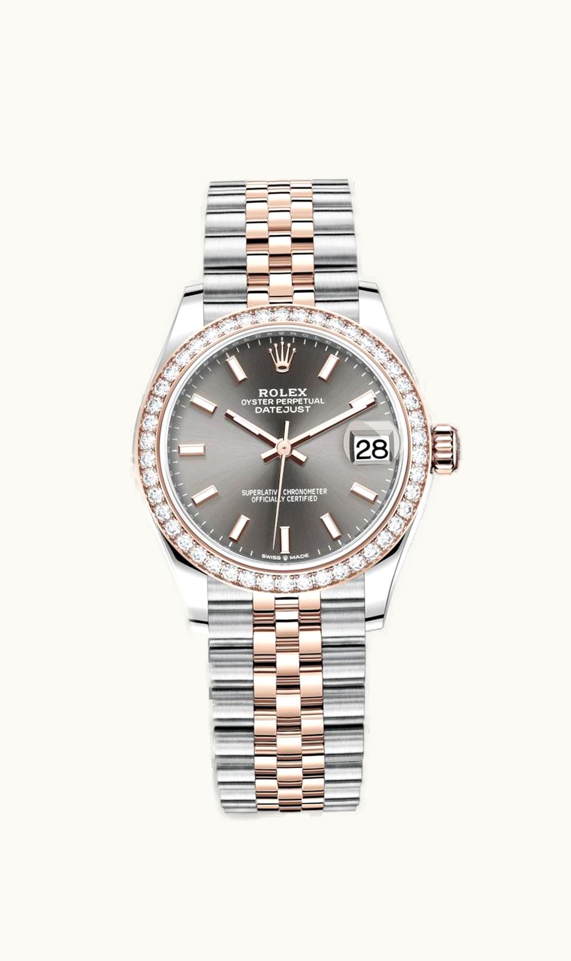 Rolex Datejust 31 Stainless Steel/ Rose Gold / Diamond / Grey / Jubilee