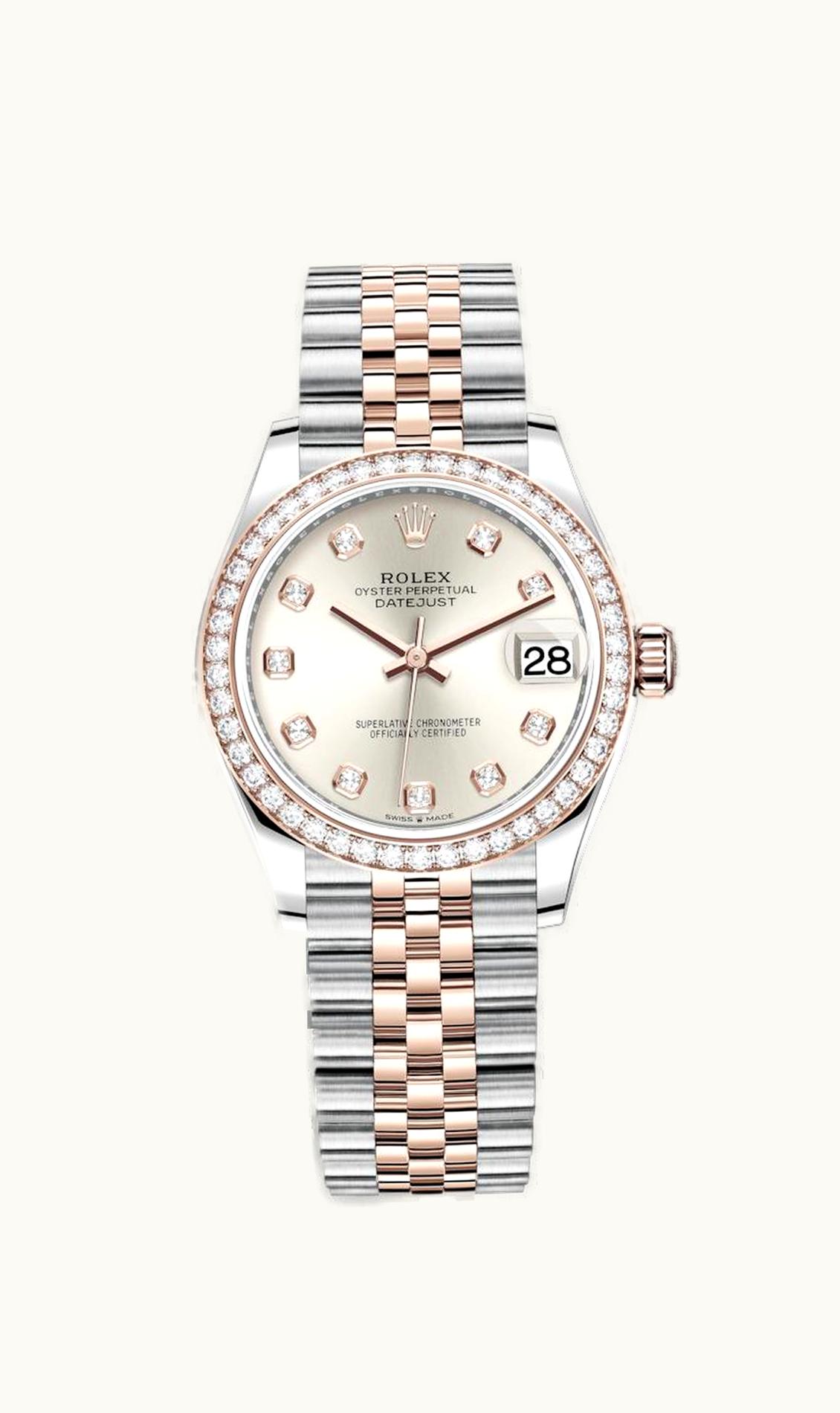 Rolex Datejust 31 Stainless Steel/ Rose Gold / Diamond / Silver - Diamond / Jubilee