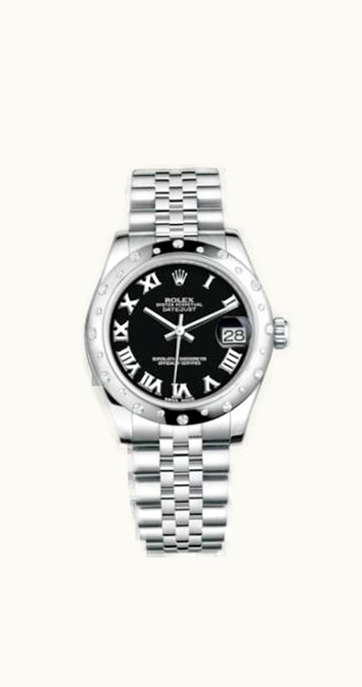 Rolex Datejust 31 Stainless Steel Domed Diamond / Jubilee / Black - Roman