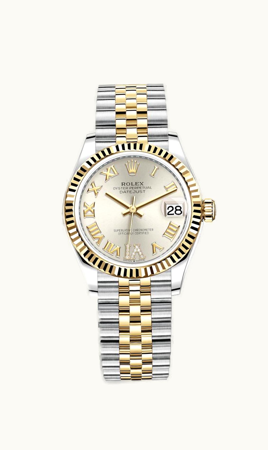 Rolex Datejust 31 Stainless Steel / Yellow Gold / Fluted / Silver - Roman / Jubilee