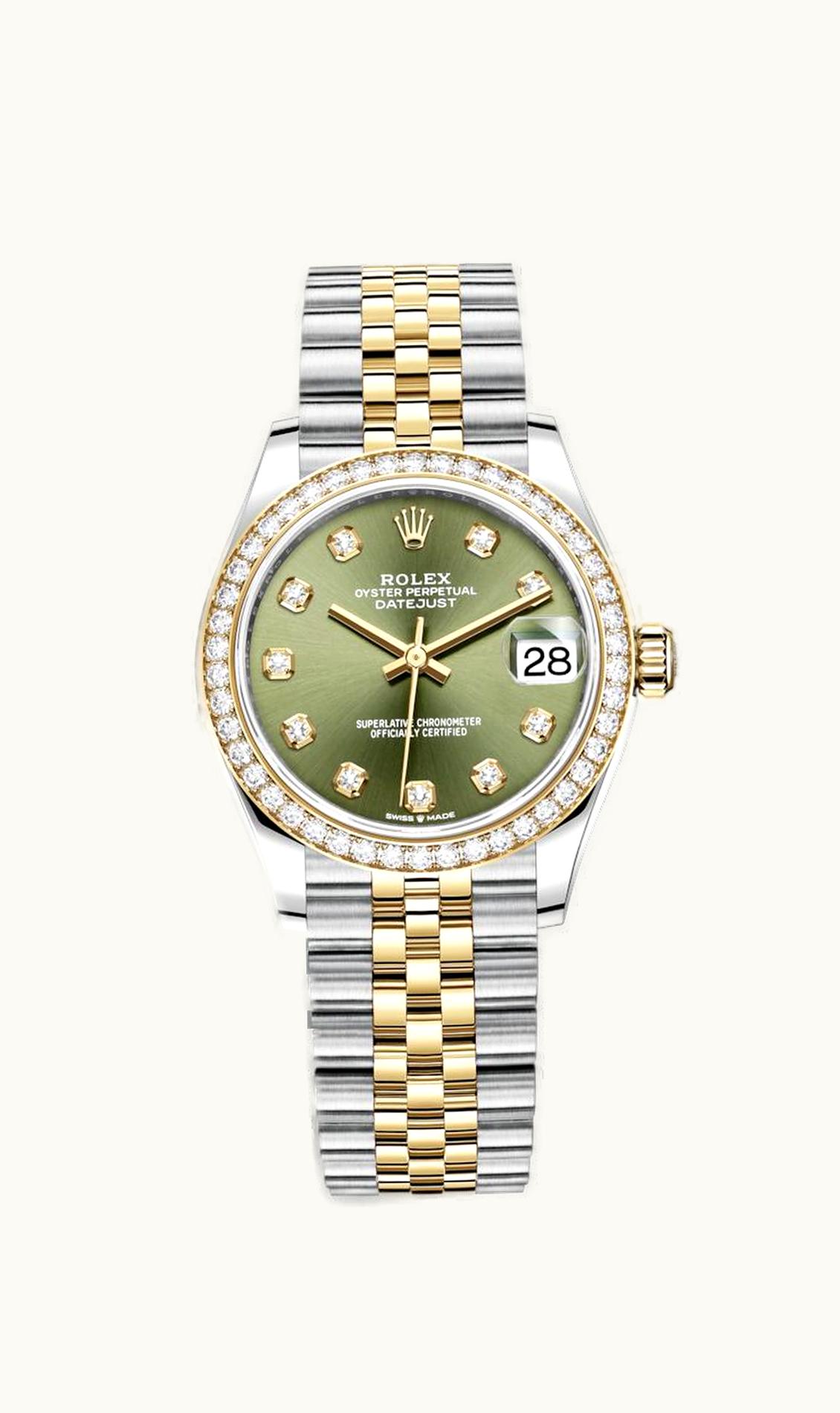 Rolex Datejust 31 Stainless Steel / Yellow Gold / Diamond / Olive - Diamond / Jubilee