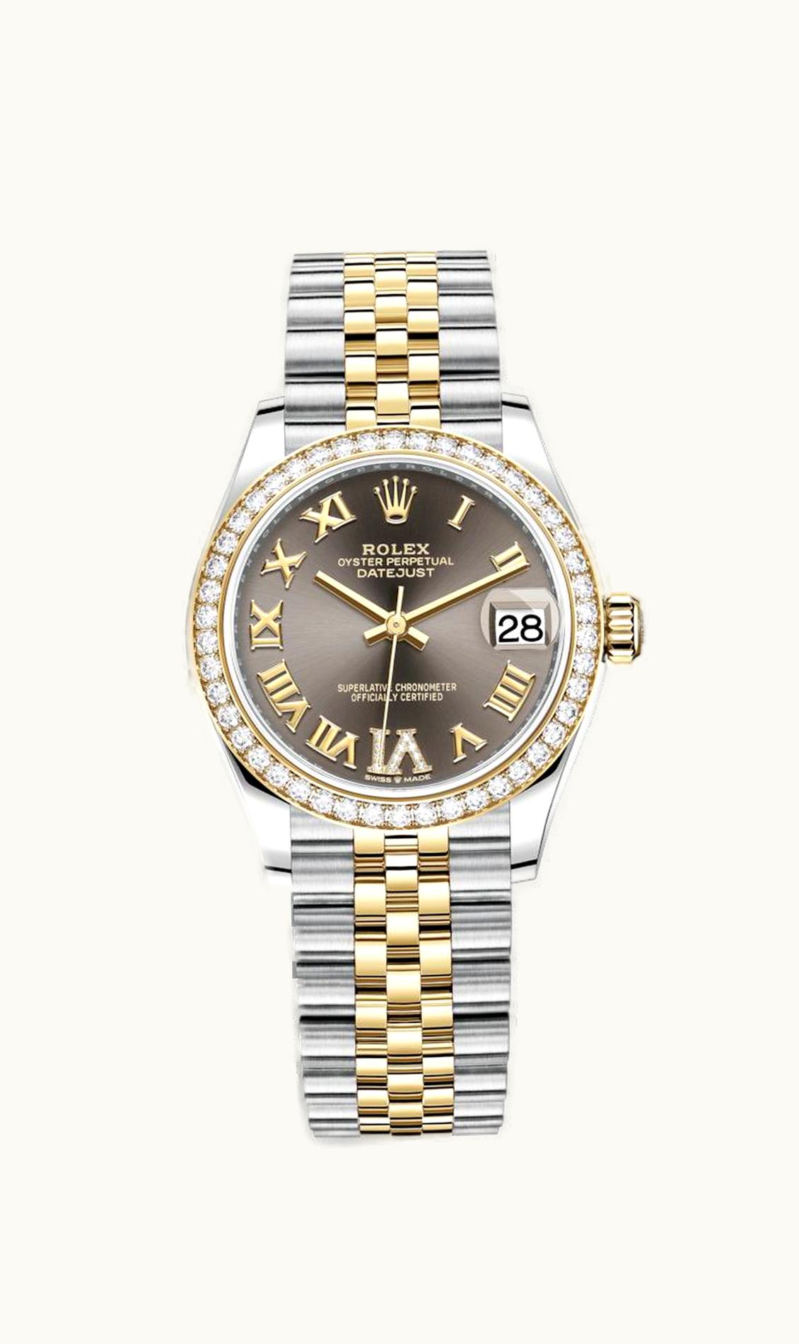 Rolex Datejust 31 Stainless Steel / Yellow Gold / Diamond / Grey - Roman / Jubilee