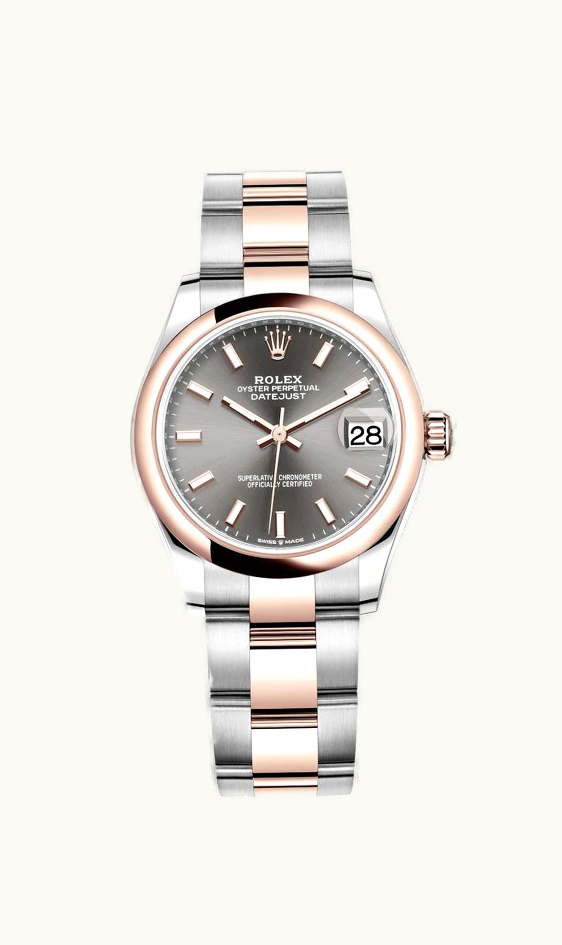 Rolex Datejust 31 Stainless Steel/ Rose Gold / Domed / Grey / Oyster