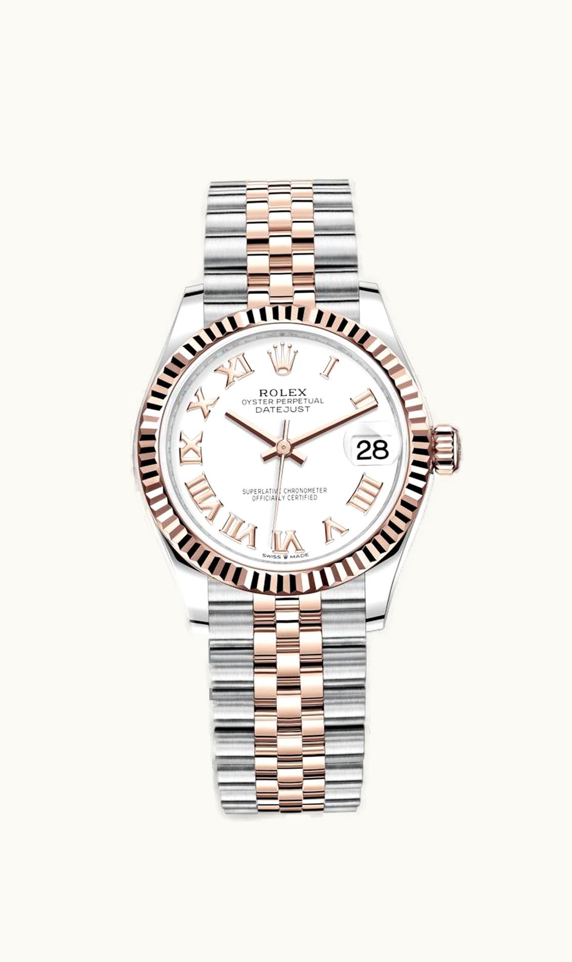 Rolex Datejust 31 Stainless Steel/ Rose Gold / Fluted / White - Roman / Jubilee