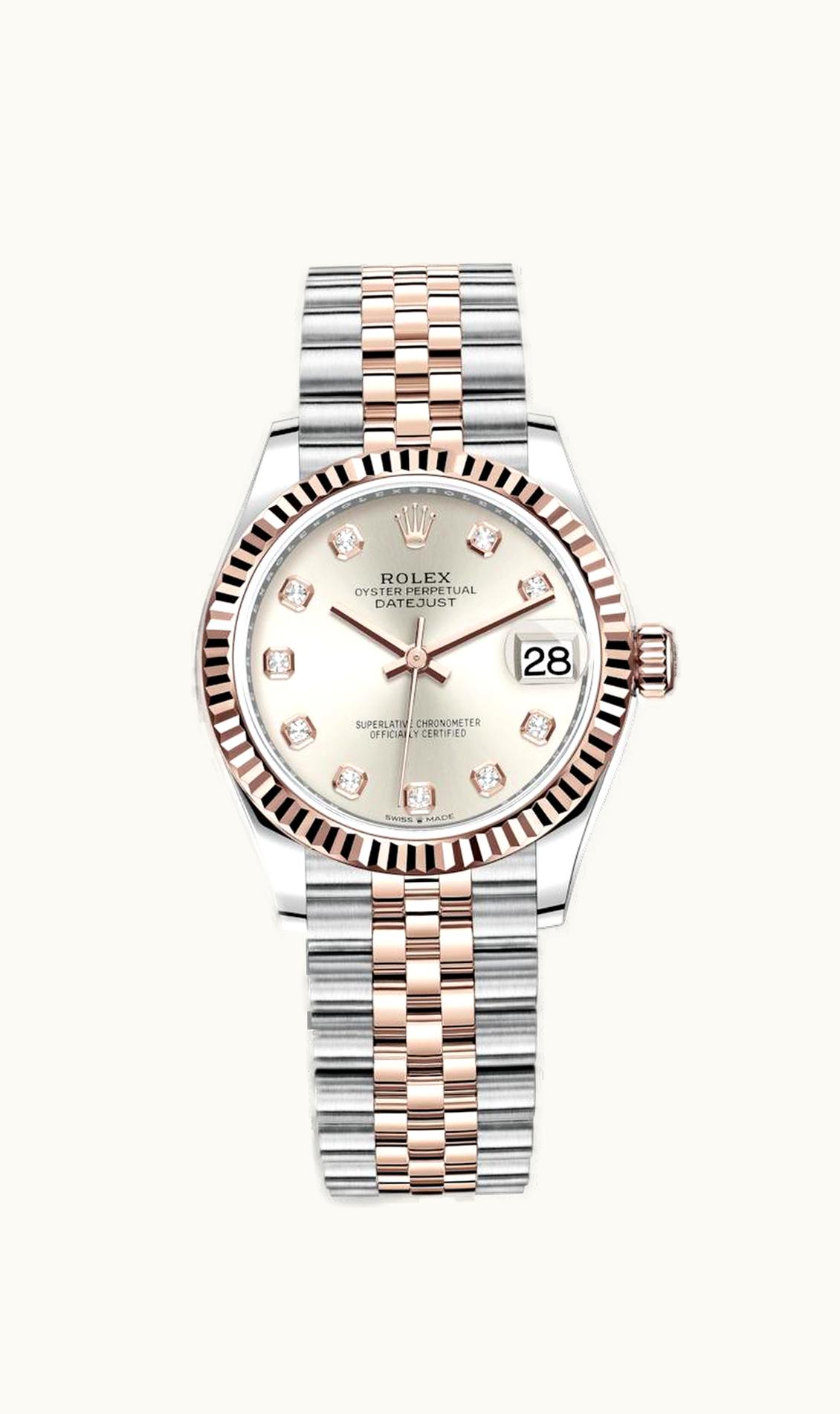 Rolex Datejust 31 Stainless Steel/ Rose Gold / Fluted / Silver - Diamond / Jubilee