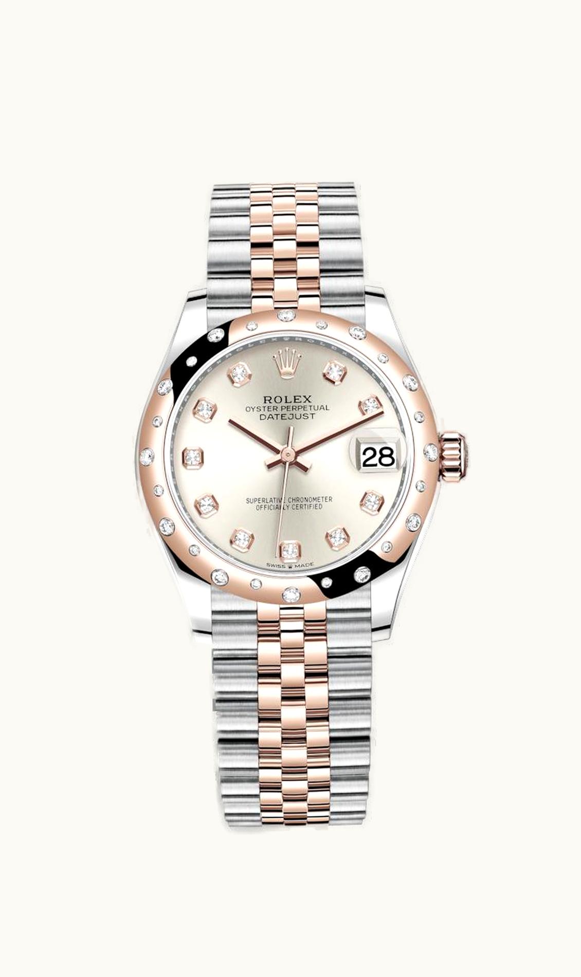 Rolex Datejust 31 Stainless Steel/ Rose Gold / Domed - Diamond / Silver - Diamond / Jubilee