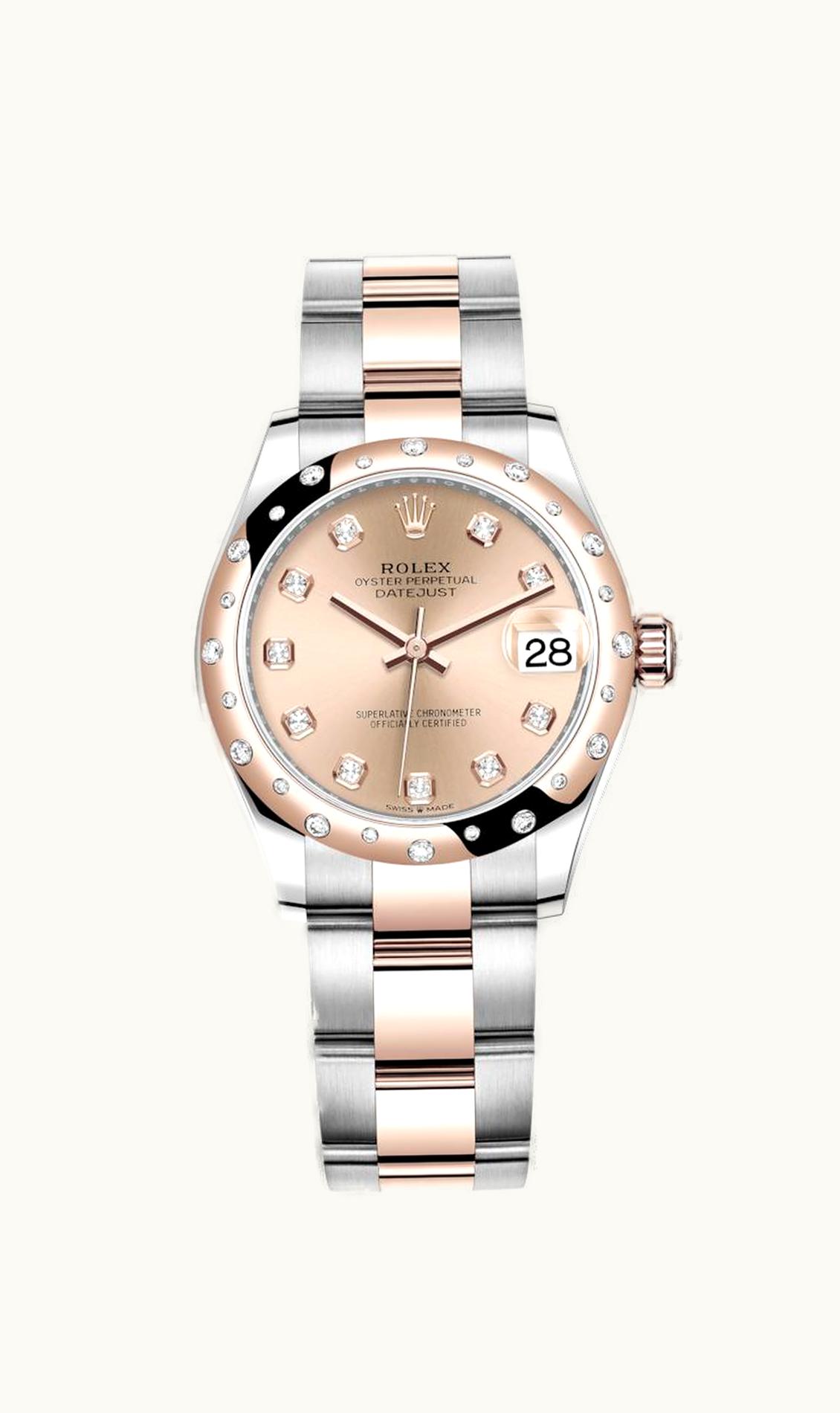 Rolex Datejust 31 Stainless Steel/ Rose Gold / Domed - Diamond / Rose - Diamond / Oyster