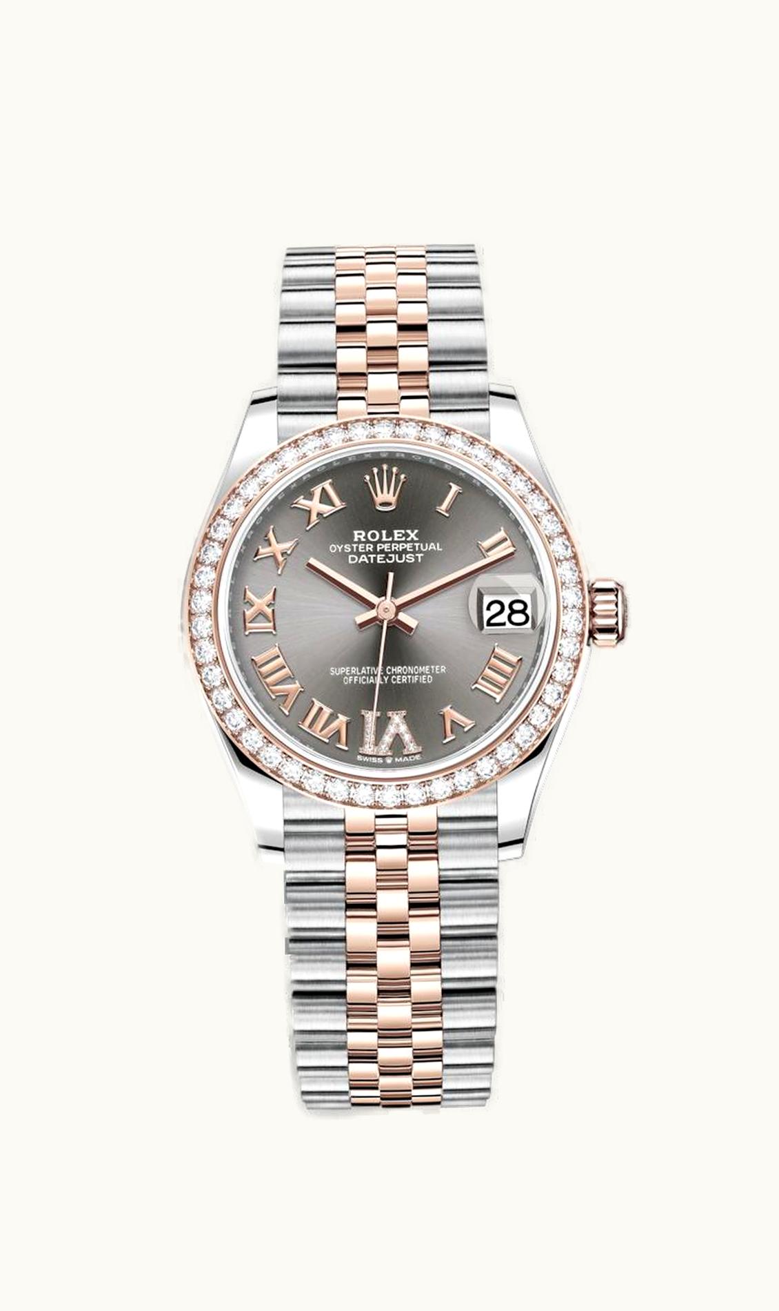 Rolex Datejust 31 Stainless Steel/ Rose Gold / Diamond / Grey - Roman / Jubilee
