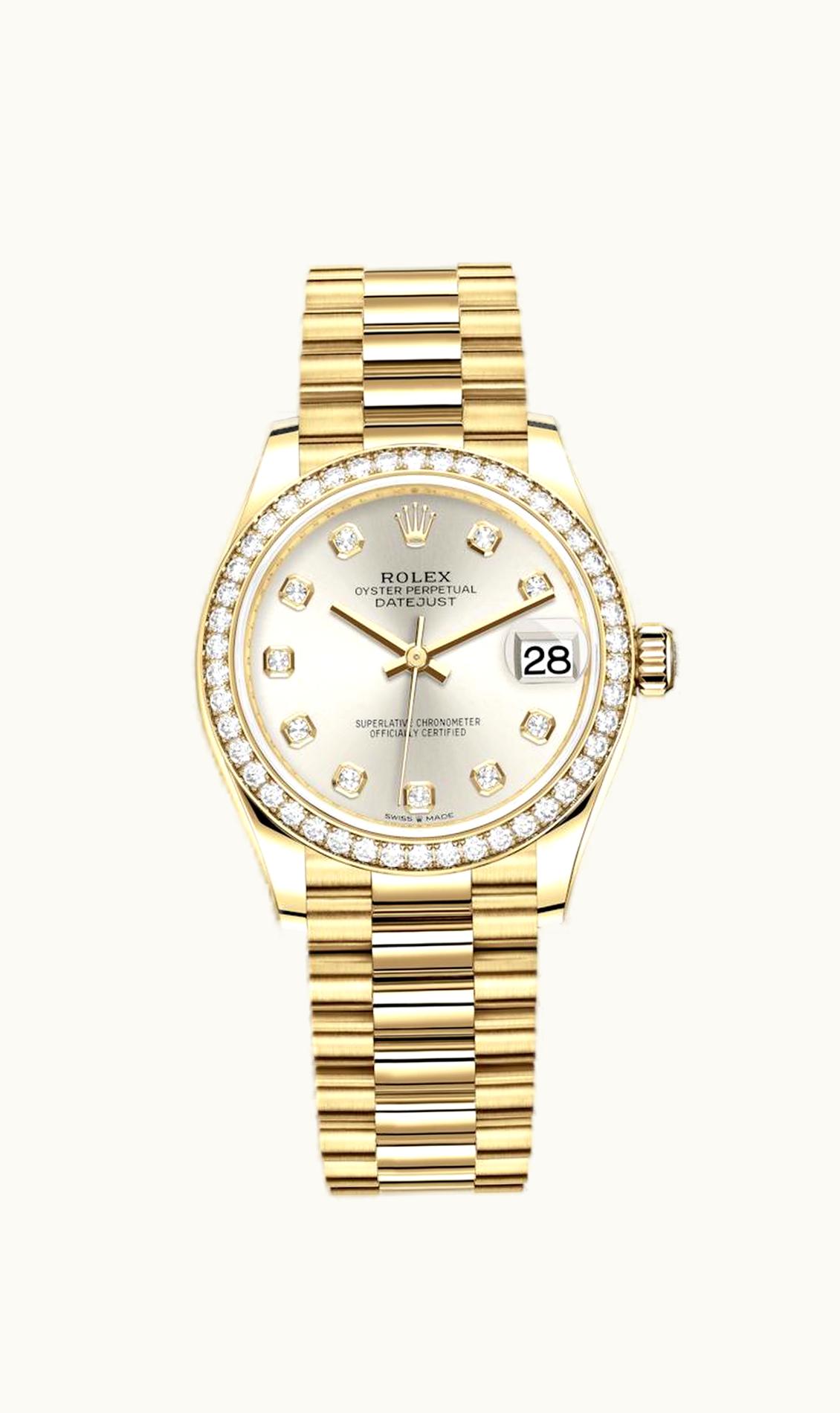 Rolex Datejust 31 Yellow Gold / Diamond / Silver - Diamond / President