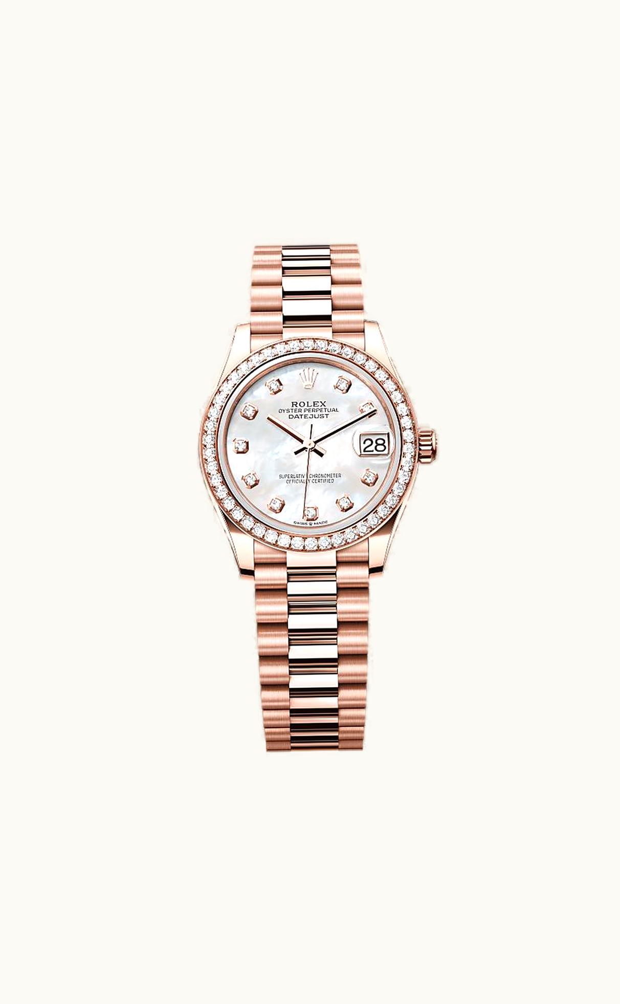 Rolex Datejust 31 Rose Gold / Diamond / White - Roman / Oyster
