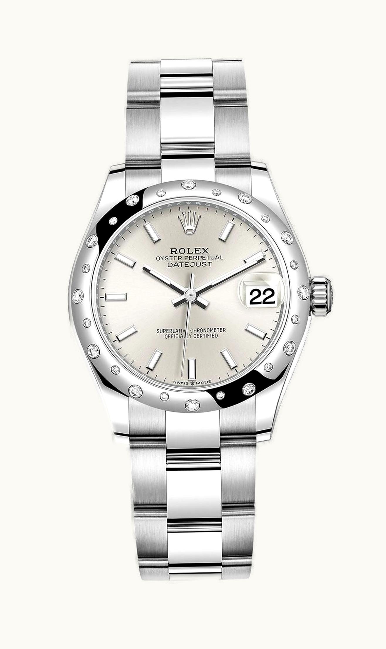 Rolex Datejust 31 Stainless Steel Domed Diamond / Oyster / Grey - Diamond