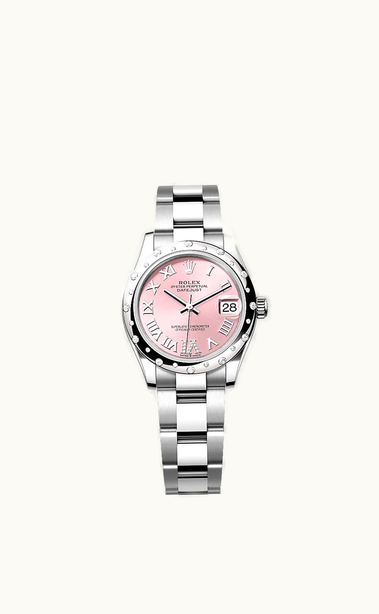 Rolex Datejust 31 Stainless Steel Domed Diamond / Oyster / Pink - Roman