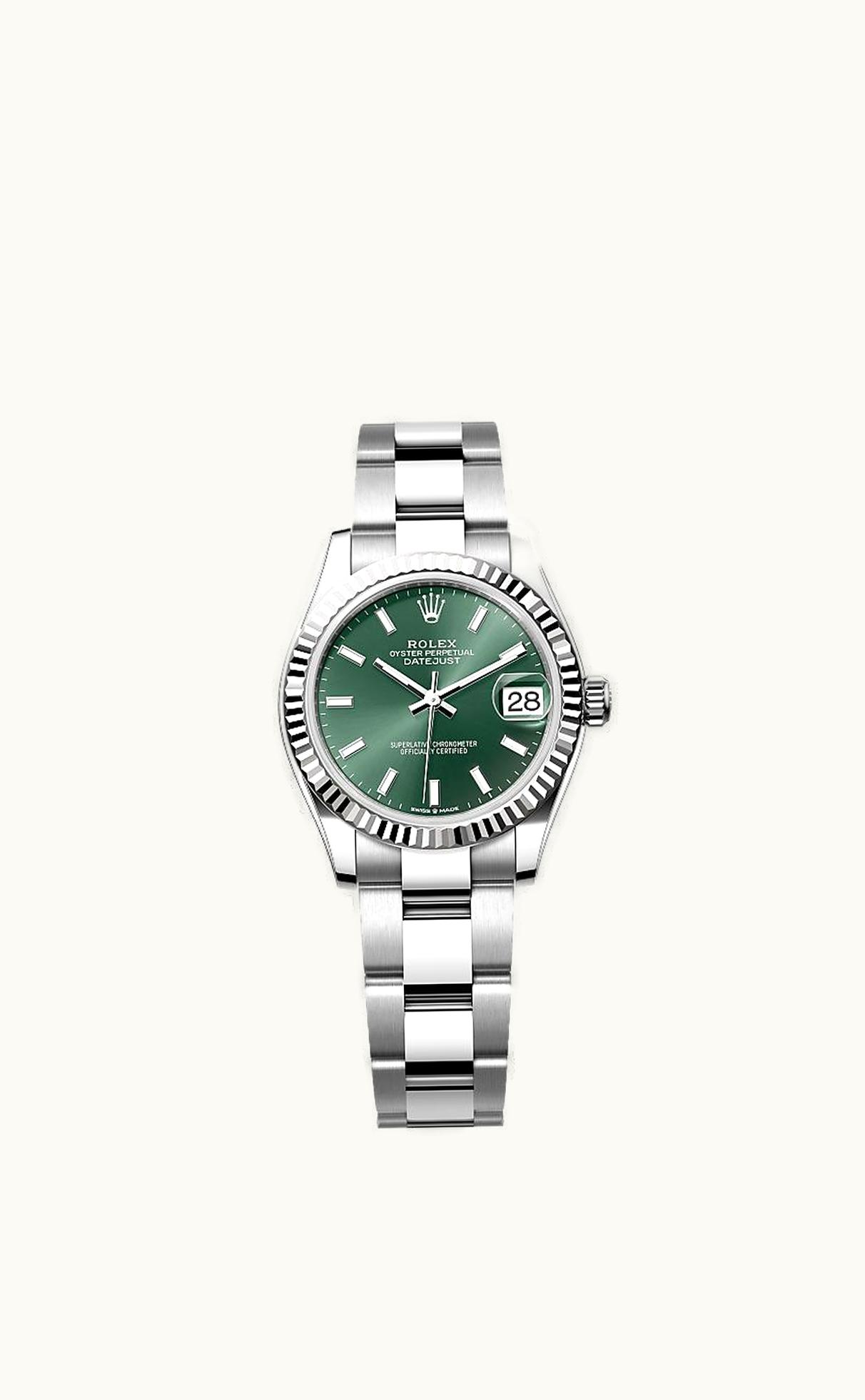 Rolex Datejust 31 Stainless Steel Fluted / Oyster / Green