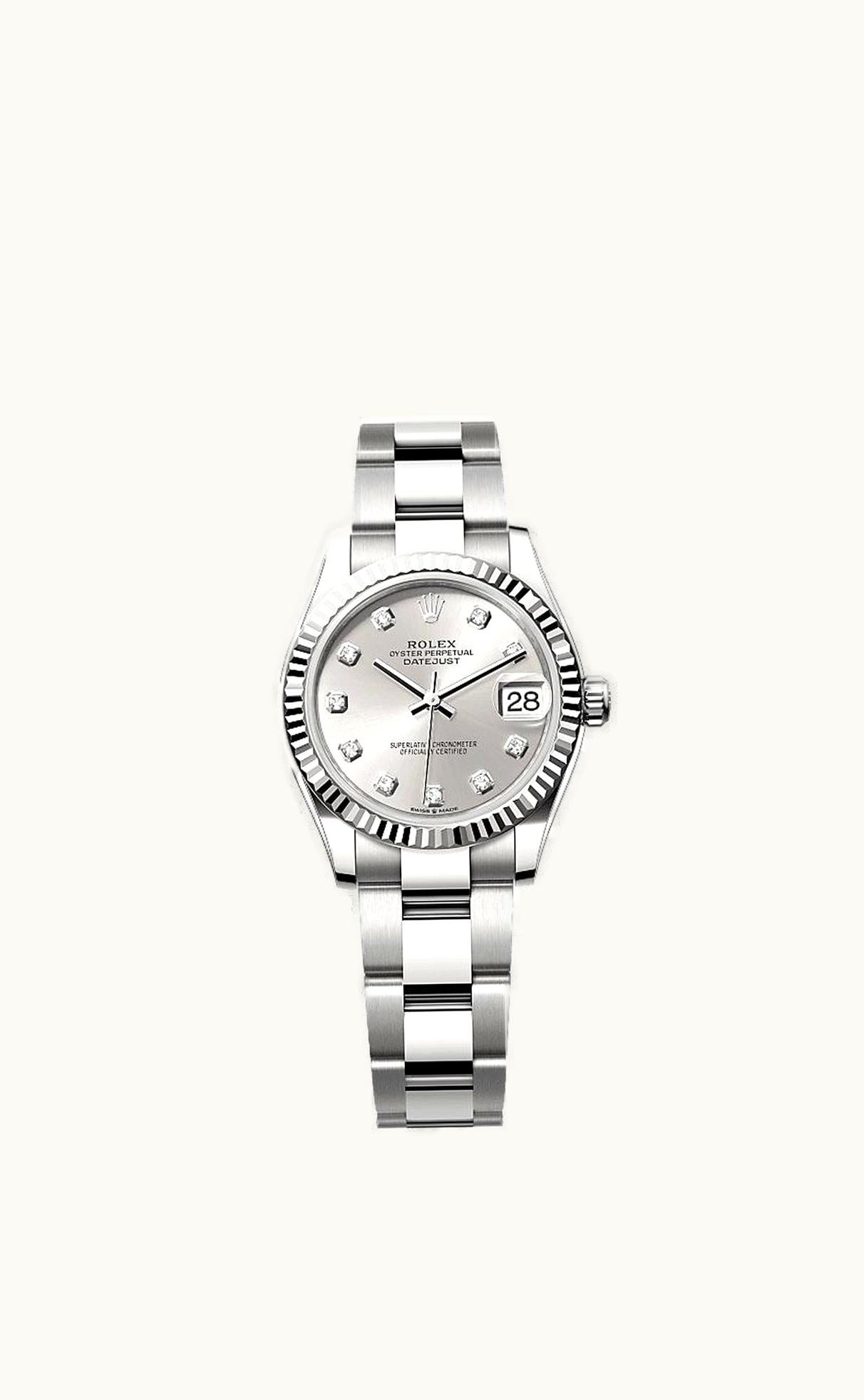 Rolex Datejust 31 Stainless Steel Fluted / Oyster / Silver - Diamond