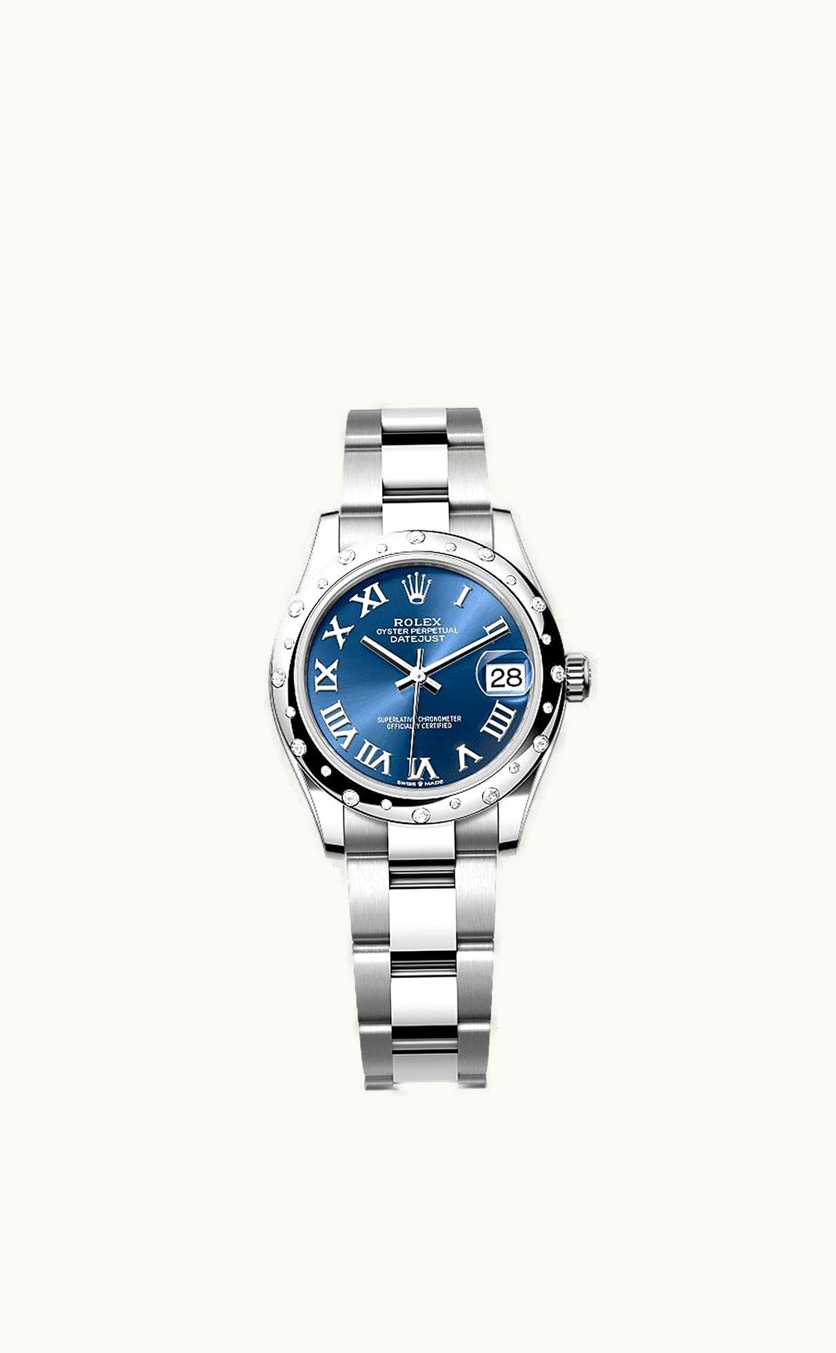 Rolex Datejust 31 Stainless Steel / Domed - Diamond / Blue - Roman / Oyster