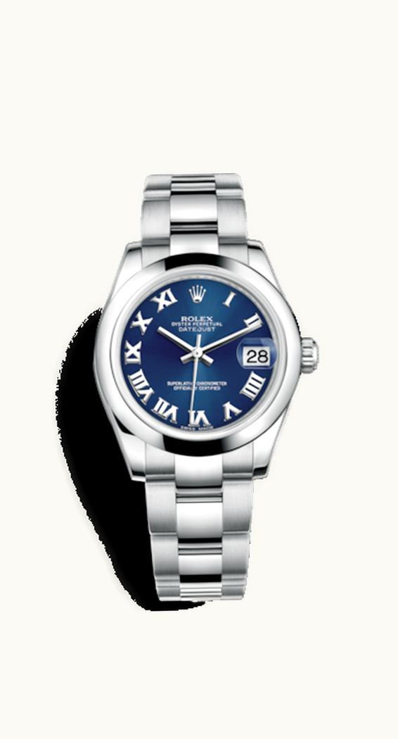 Rolex Datejust 31 Stainless Steel Domed / Oyster / Blue Roman