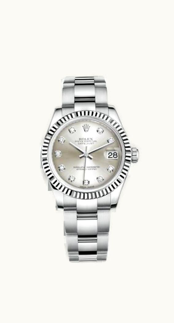 Rolex Datejust 31 Stainless Steel Fluted / Oyster / Silver - Diamond