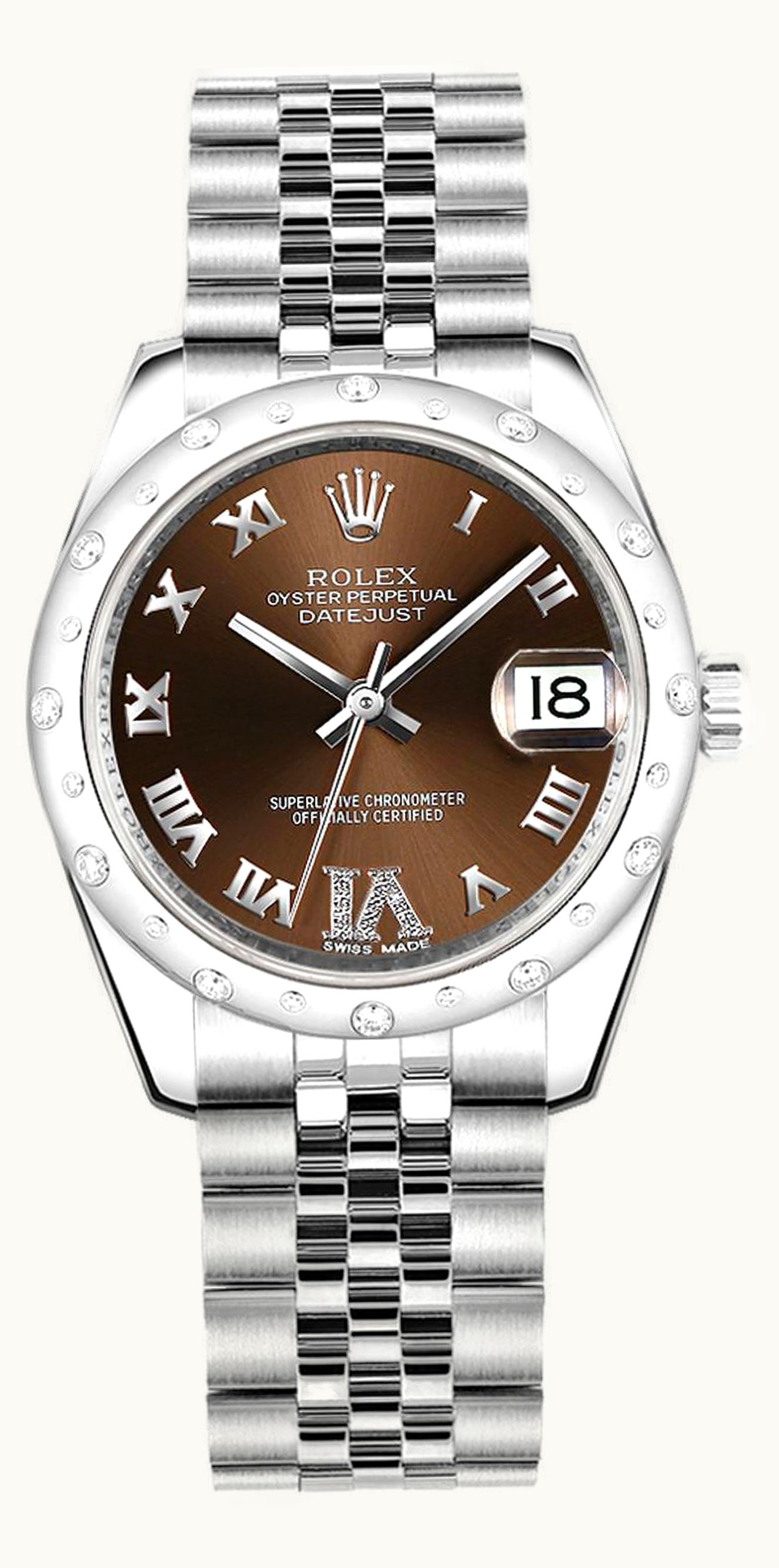 Rolex Datejust 31 Stainless Steel Domed Diamond / Jubilee / Bronze - Roman