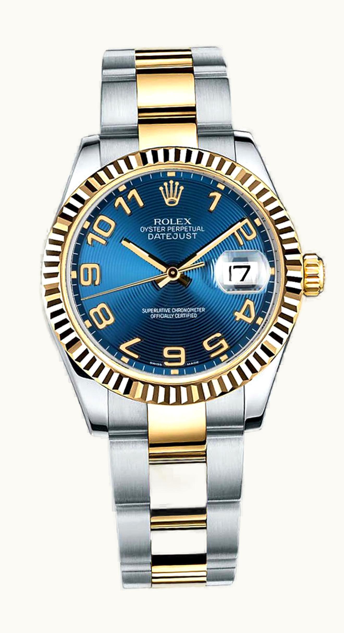 Rolex Datejust 31 Rolesor Yellow Fluted / Oyster / White Roman