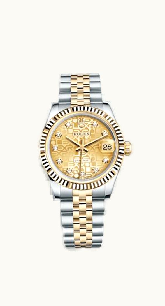 Rolex Datejust 31 Rolesor Yellow Fluted / Jubilee / Champagne Computer