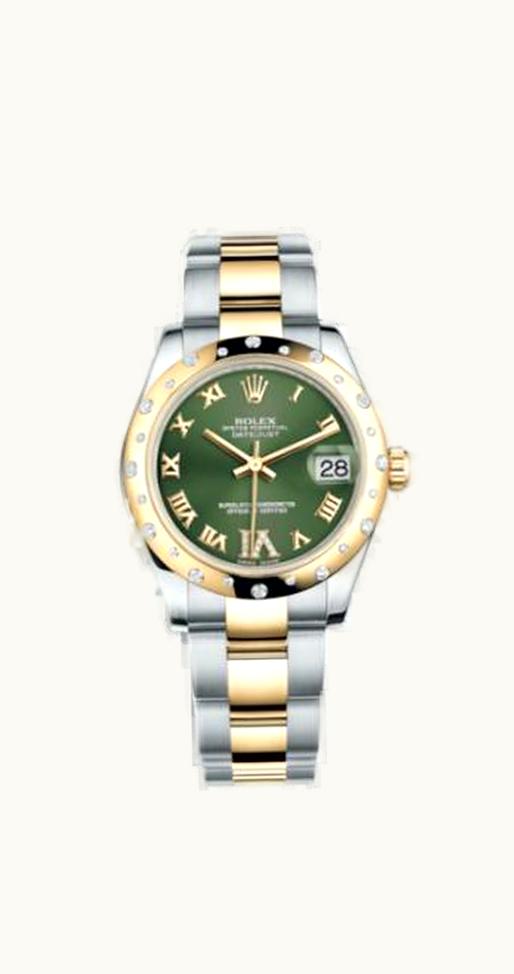 Rolex Datejust 31 Rolesor Yellow Domed Diamond / Oyster / Olive Green Roman