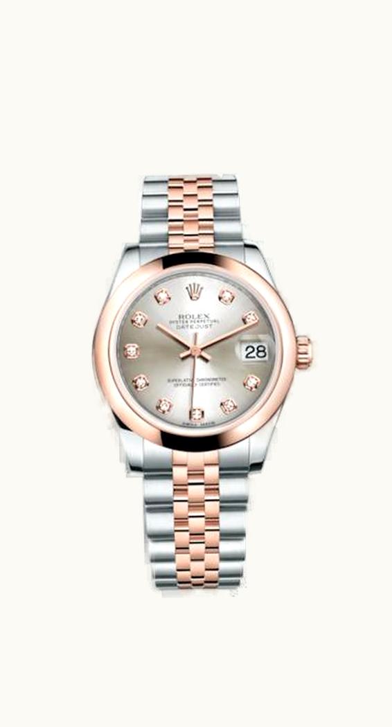Rolex Datejust 31 Rolesor Everose Domed / Jubilee / Silver Diamonds