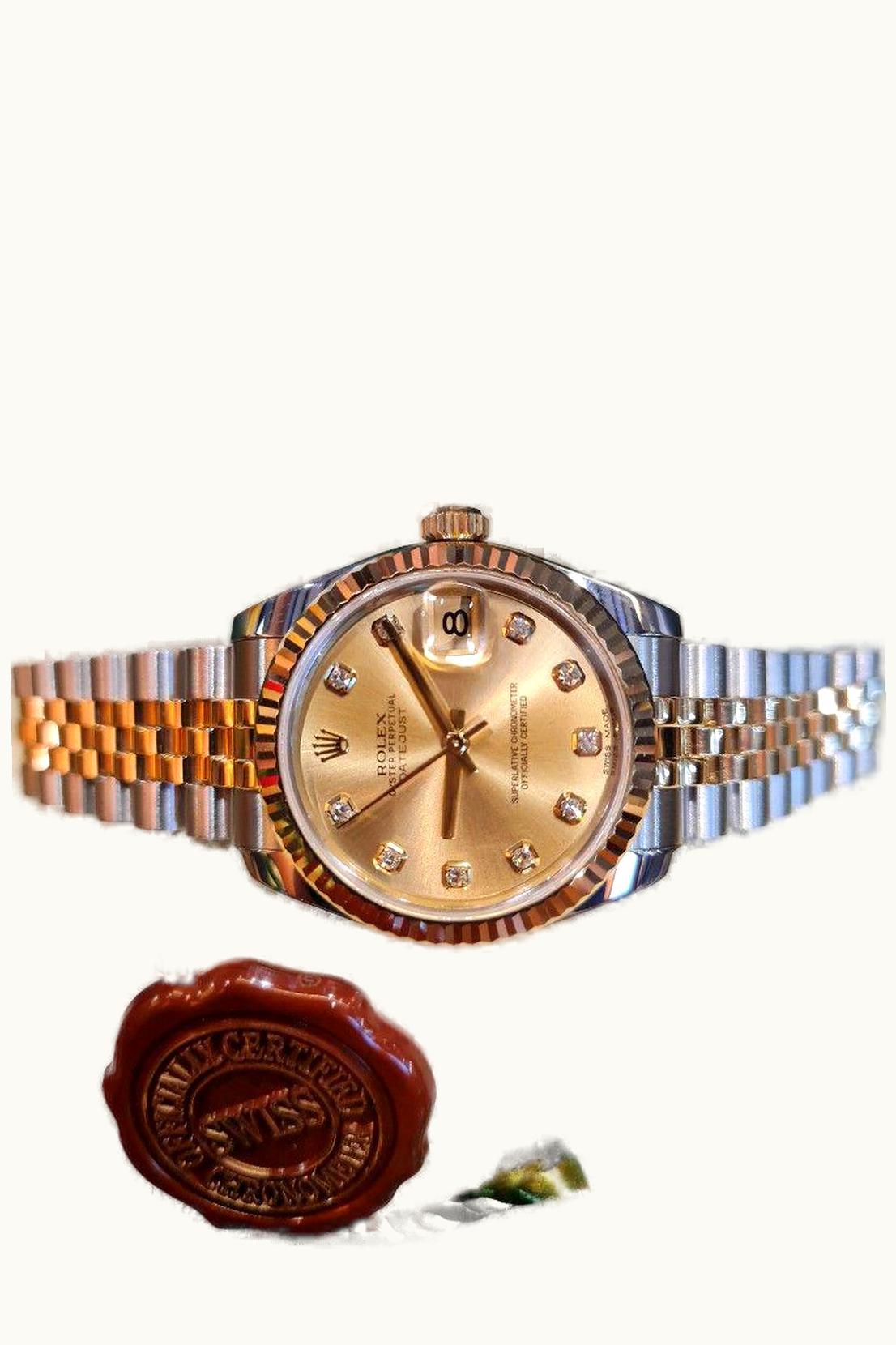 Rolex Datejust 31 Rolesor Everose Fluted / Oyster / Purple Roman