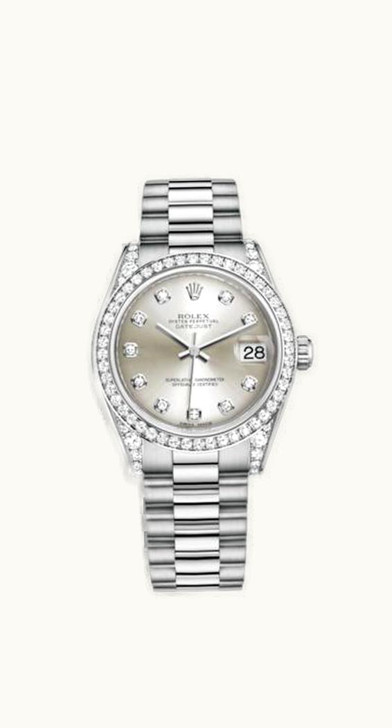 Rolex Datejust 31 White Gold Diamond / President / Silver Diamond