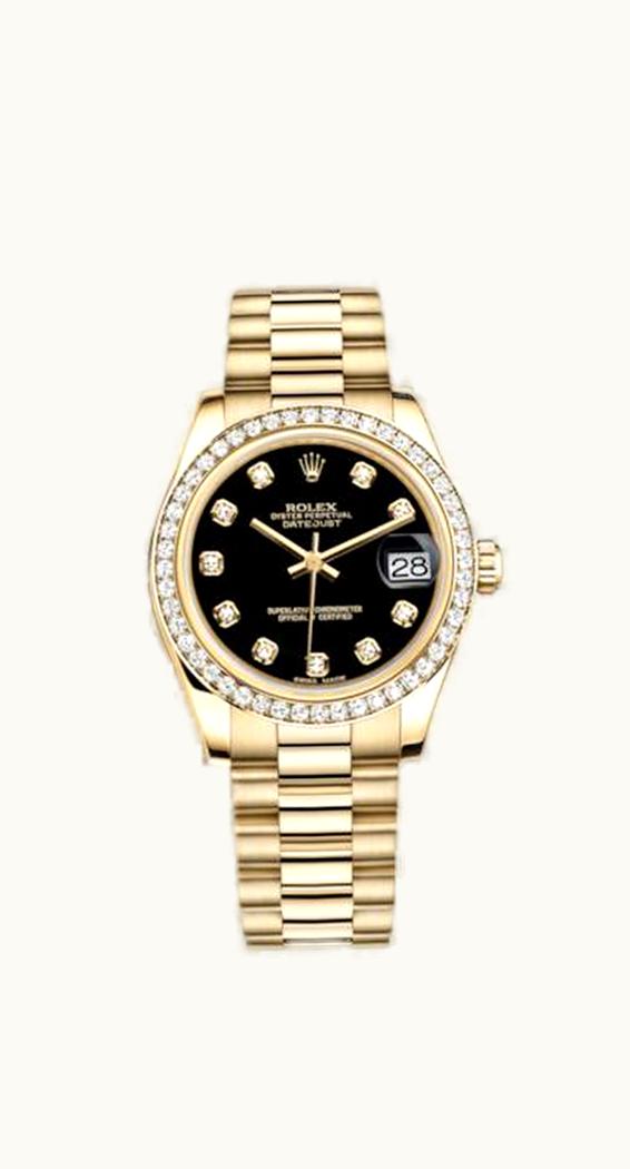 Rolex Datejust 31 Yellow Gold Diamond / President / Black Diamond