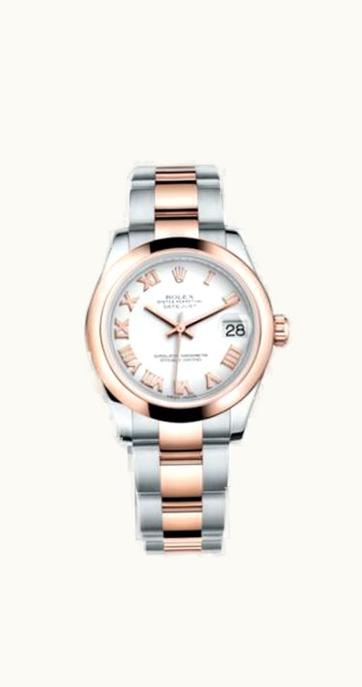 Rolex Datejust 31 Rolesor Everose Domed / Oyster / White Roman