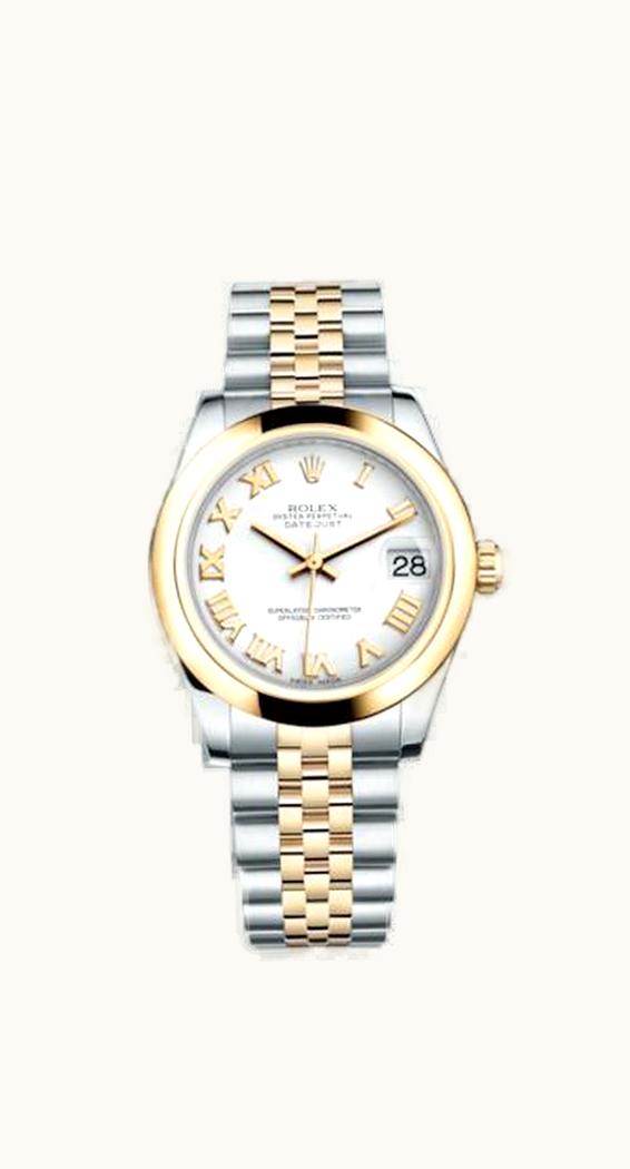Rolex Datejust 31 Rolesor Yellow Domed / Jubilee / White Roman