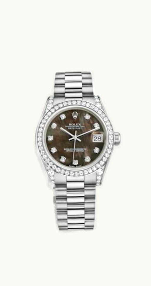Rolex Datejust 31 White Gold Diamond / President / Black MOP