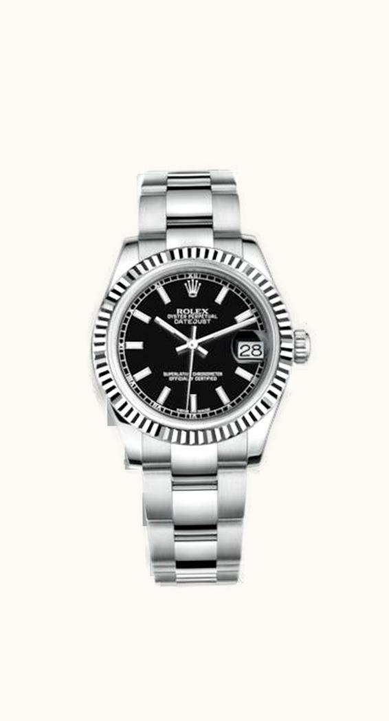 Rolex Datejust 31 Stainless Steel Fluted / Oyster / Black