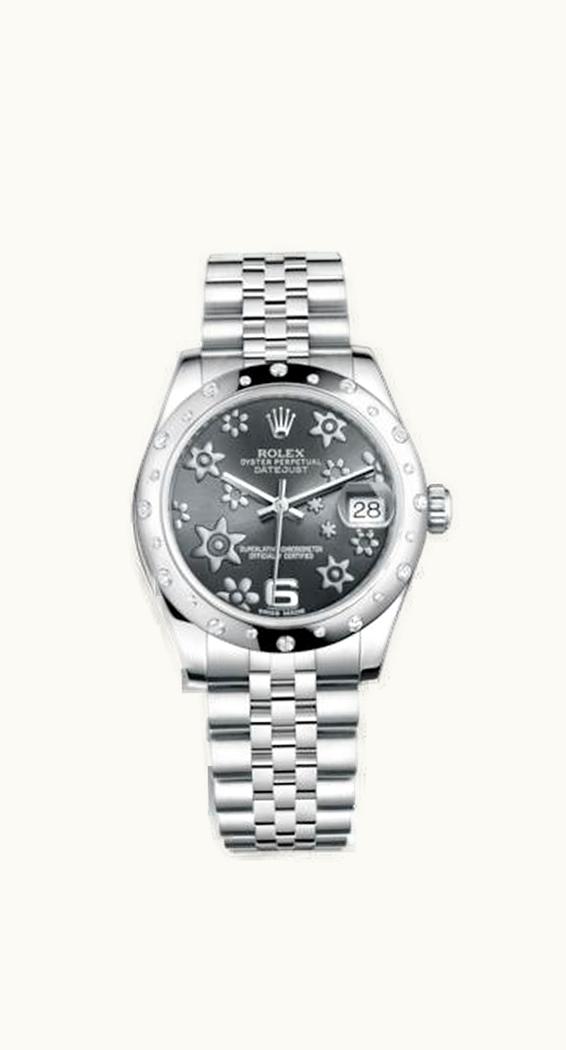Rolex Datejust 31 Stainless Steel Domed Diamond / Jubilee / Dark Rhodium Floral