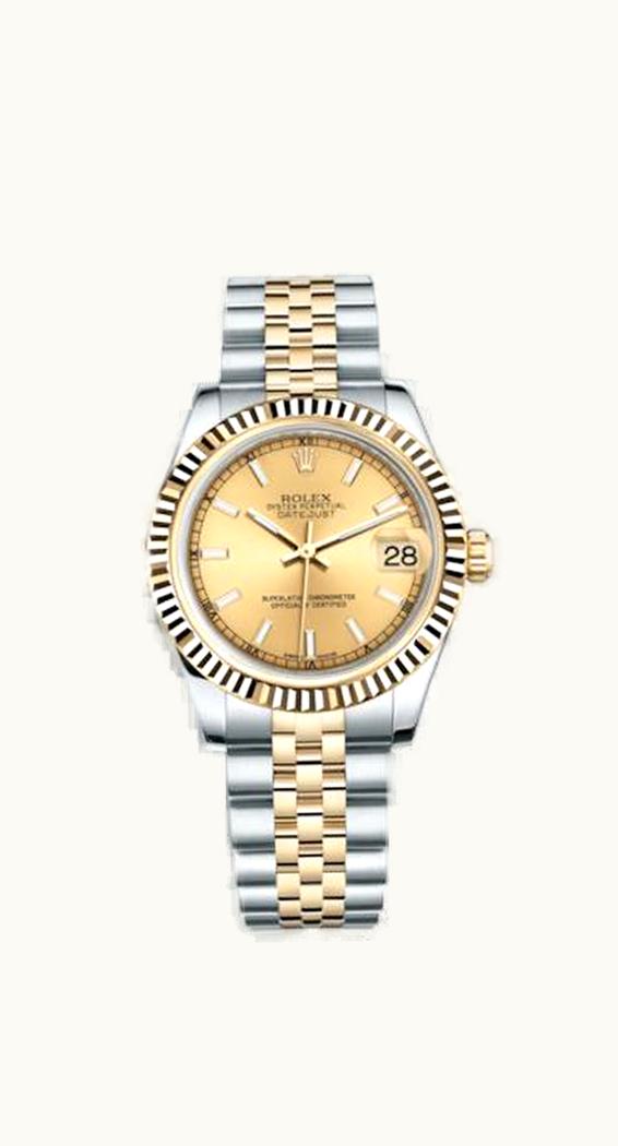 Rolex Datejust 31 Rolesor Yellow Fluted / Jubilee / Champagne