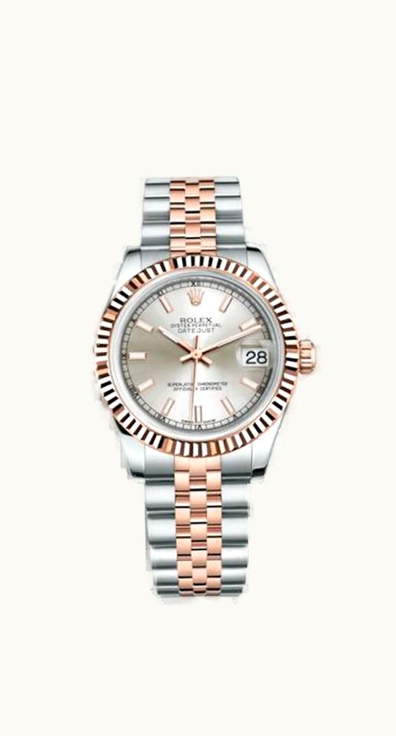 Rolex Datejust 31 Rolesor Everose Fluted / Jubilee / Silver