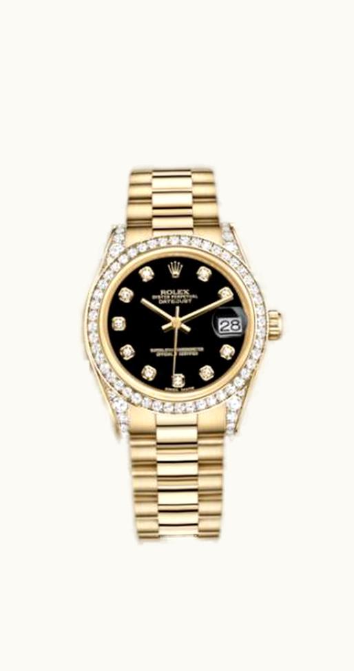 Rolex Datejust 31 Yellow Gold Diamond / President / Black Diamond