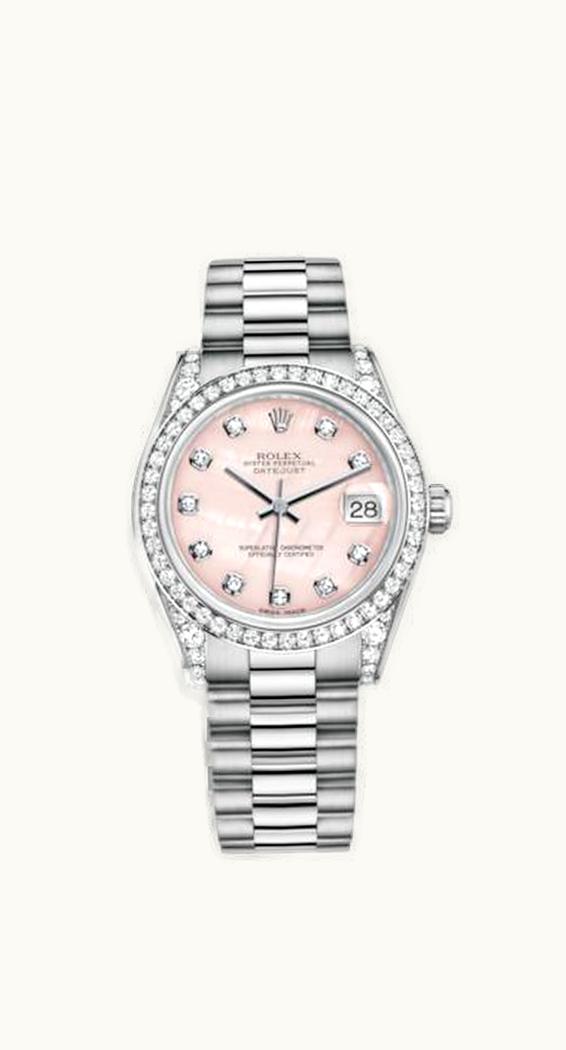 Rolex Datejust 31 White Gold Diamond / President / Pink MOP
