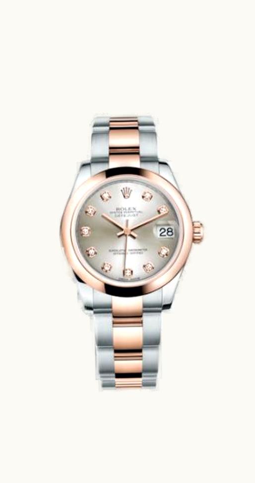 Rolex Datejust 31 Rolesor Everose Domed / Oyster / Silver Diamond