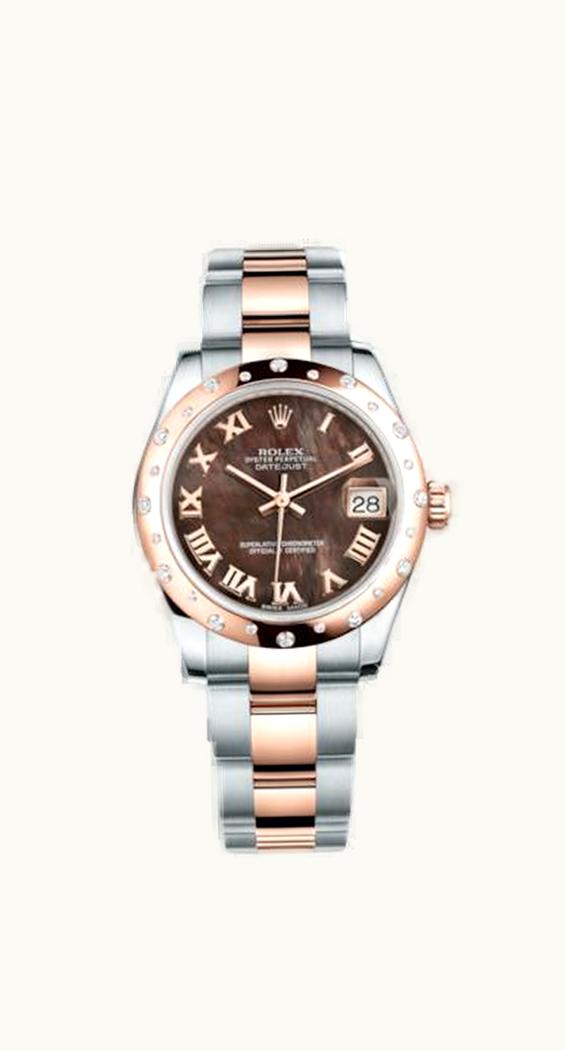 Rolex Datejust 31 Rolesor Everose Domed Diamond / Oyster / Black MOP Roman