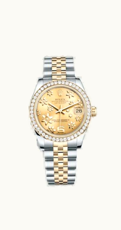 Rolex Datejust 31 Rolesor Yellow Diamond / Jubilee / Champagne Floral