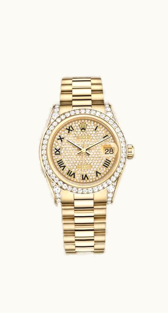 Rolex Datejust 31 Yellow Gold Diamond / President / Paved Roman