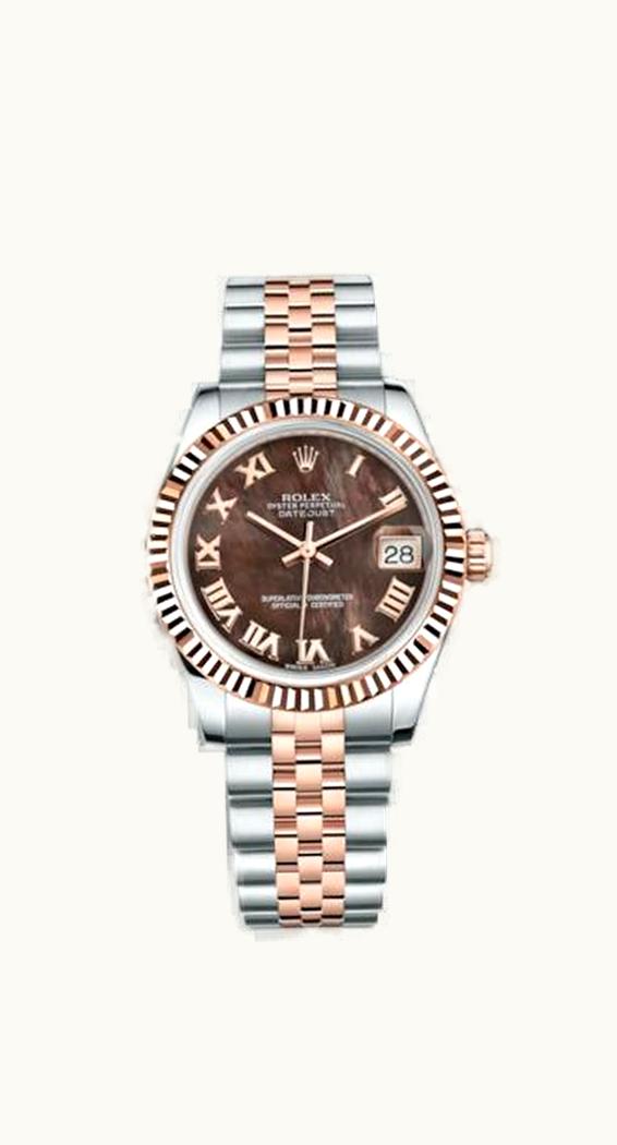 Rolex Datejust 31 Rolesor Everose Fluted / Jubilee / Black MOP Roman